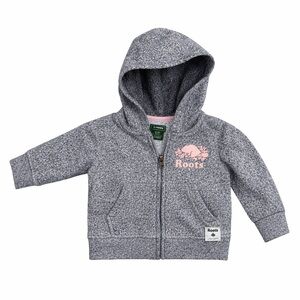 Roots Baby Zip Hoodie 6-12M Grey Salt & Pepper Beaver Logo Cozy